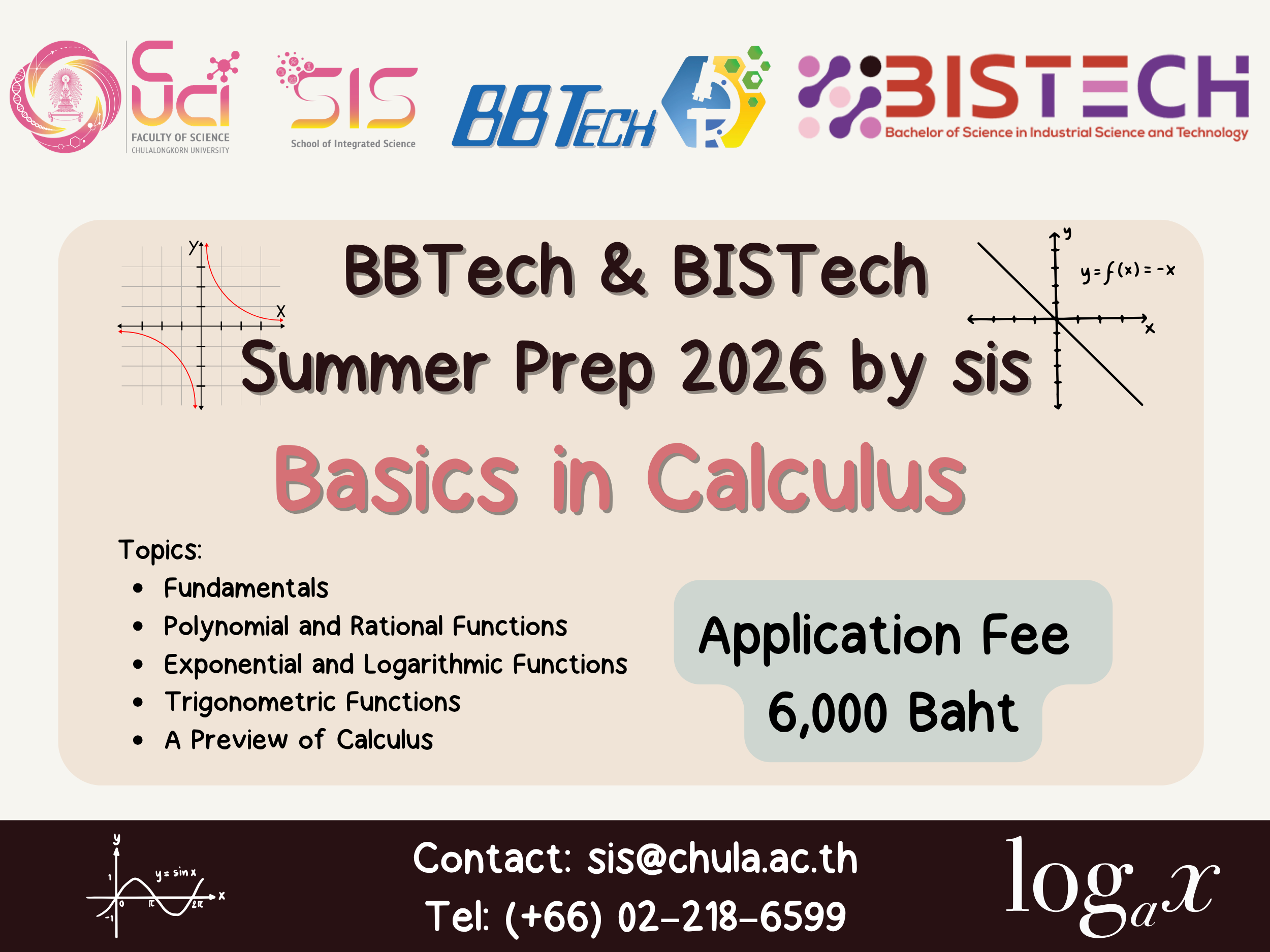 BBTech & BISTech Summer Prep 2026 by SIS - Basics in Calculus (พื้นฐานทางแคลคูลัส)